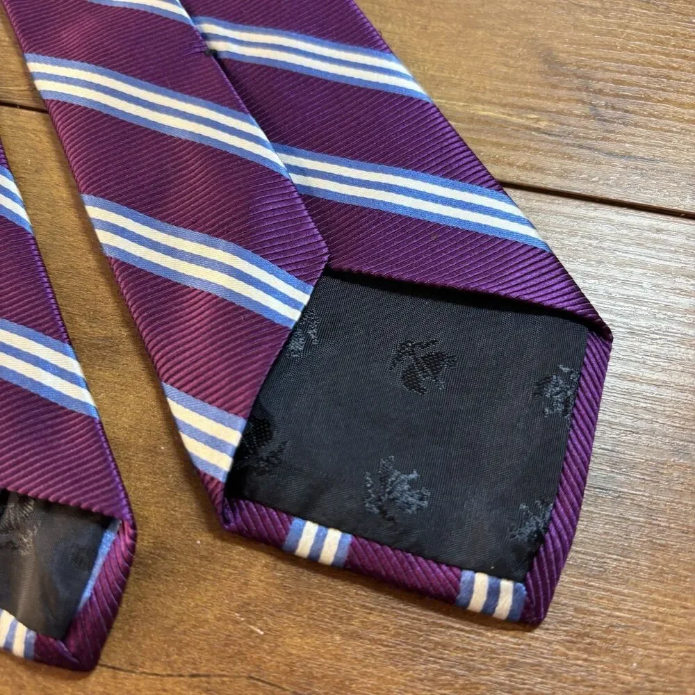Brooks Brothers 346 Purple Blue Striped Preppy Silk Men's Tie